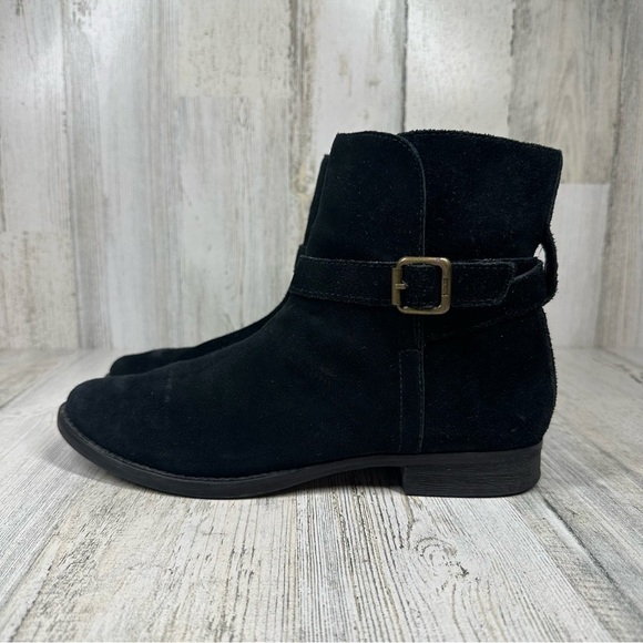 Sam Edelman Malone Black Distressed Suede Buckle Strap Split Shaft Booties #1026 - Picture 1 of 11